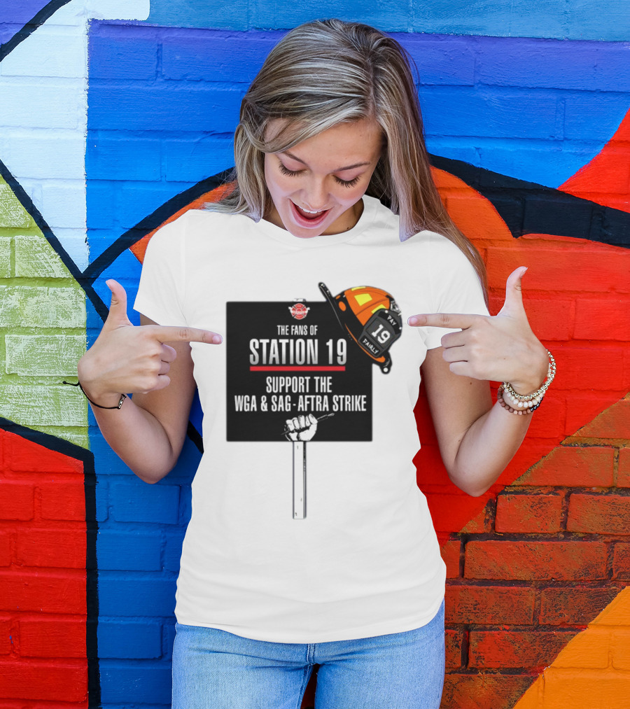 Fans Of Station 19 Support WGA And SAG-AFTRA Strike With Firefighter Helmet T-Shirt