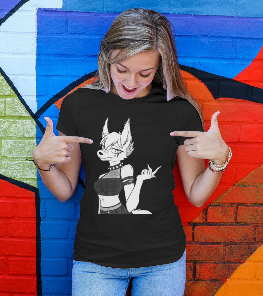 Punk Girl Jackal Attitude Aesthetic T-Shirt