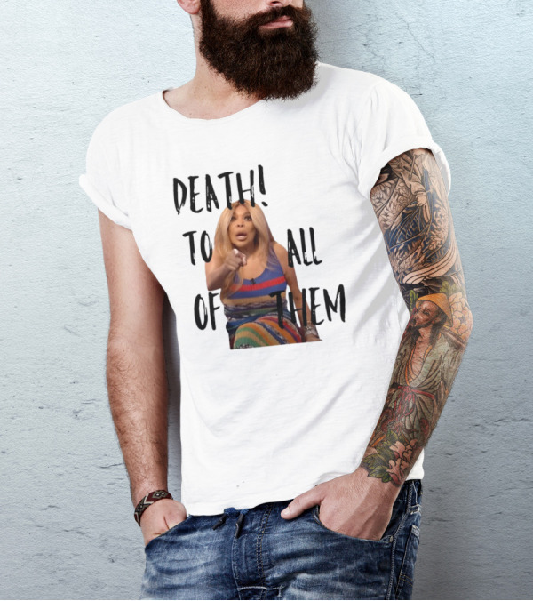DEATH TO ALL OF THEM Pointing Woman In Colorful Dress T-Shirt