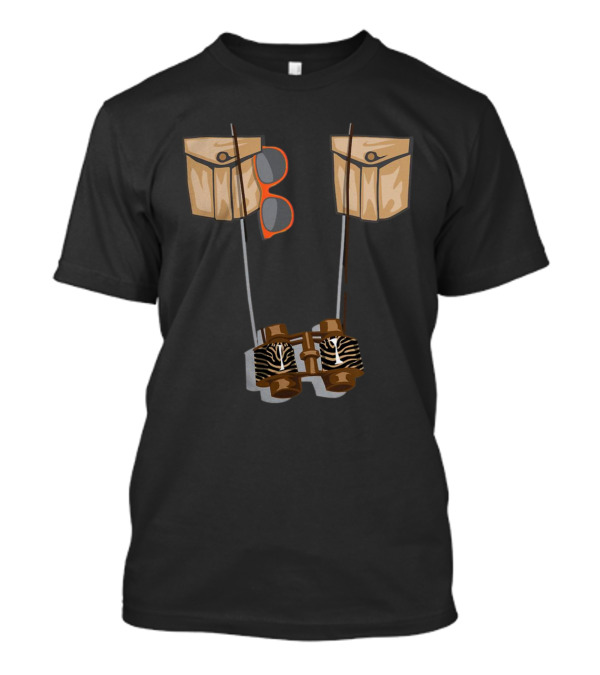 Zoo Keeper Halloween Costume DIY Jungle Safari Explorer Zebra Binoculars And Orange Sunglasses T-Shirt