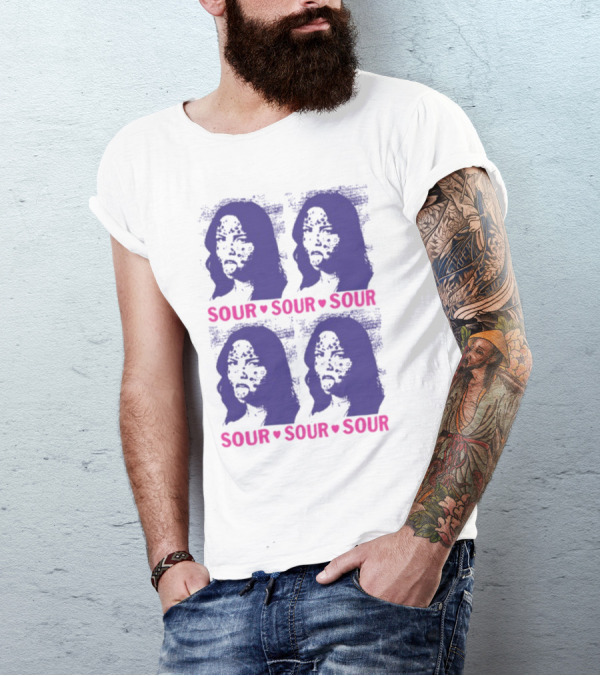Olivia Rodrigo Sour Grid Purple Silhouette Portrait Hearts T-Shirt