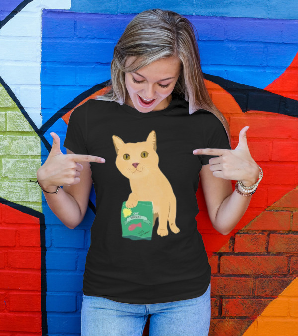 KatRose Cat Treats 100% Fish Formula Cat Holding Green Package T-Shirt