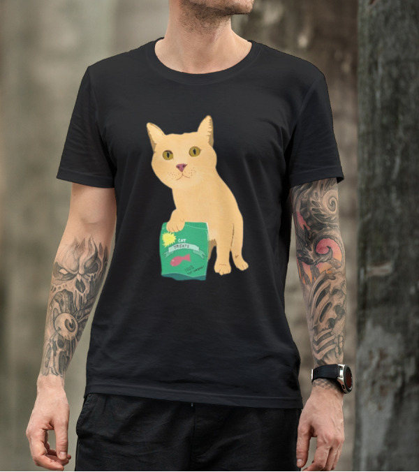 KatRose Cat Treats 100% Fish Formula Cat Holding Green Package T-Shirt