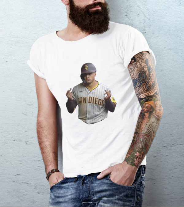 San Diego Baseball Player Gesture In Pinstripe Jersey T-Shirt