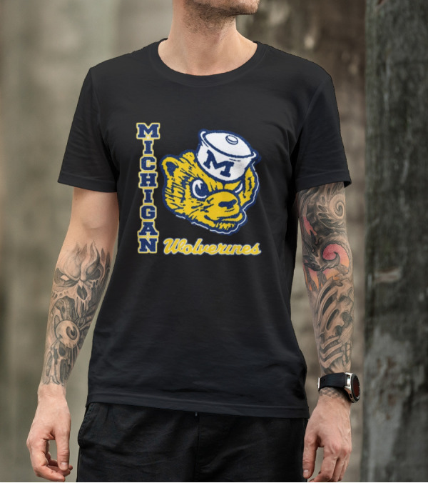 Michigan Wolverines Vintage Sailor Bear Logo '47 Phase Out Throwback Franklin T-Shirt