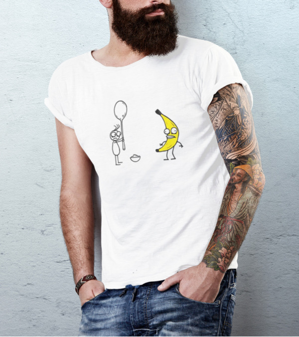 Rejected Spoon Sad Faced Banana Confrontation In Darkness T-Shirt