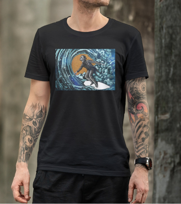 Michael Myers Surfing Massive Wave Halloween T-Shirt