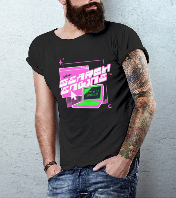 The Search Engine Now With Carnitas Neon Retro Computer Graphics T-Shirt