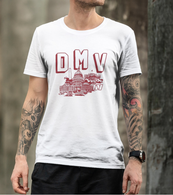 Washington Commanders DMV Capitals Skyline Monuments W T-Shirt
