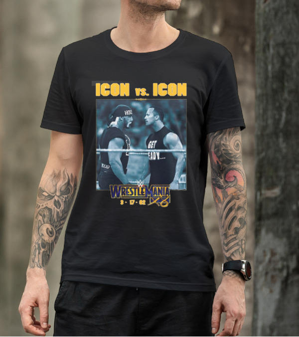 ICON Vs. ICON WrestleMania X8 The Rock Hulk Hogan 3-17-02 T-Shirt