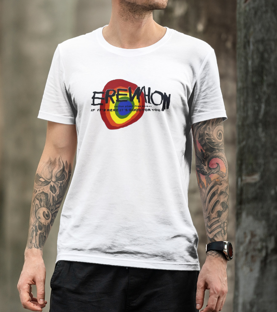 Erewhon Cactus Plant Flea Market If It's Here It's Good For You Rainbow Circle T-Shirt