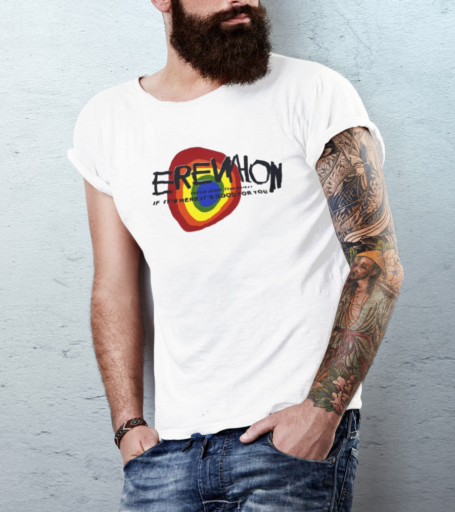 Erewhon Cactus Plant Flea Market If It's Here It's Good For You Rainbow Circle T-Shirt