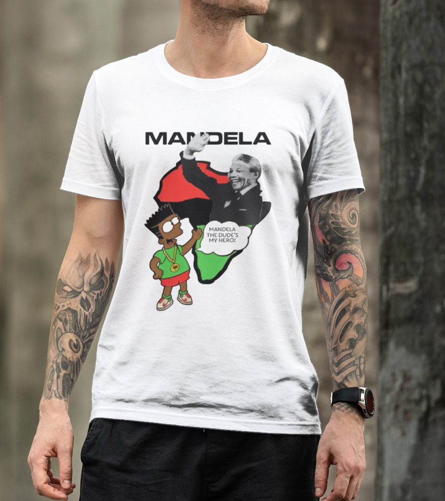 Mandela The Dude's My Hero Africa Cartoon Character T-Shirt