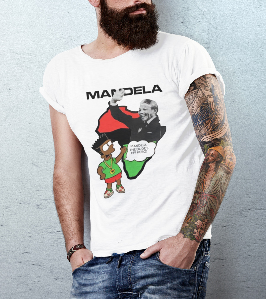 Mandela The Dude's My Hero Africa Cartoon Character T-Shirt