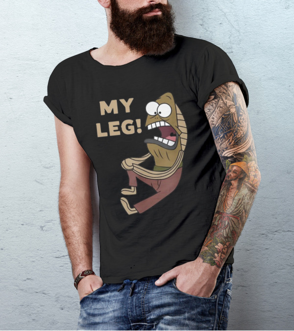 MY LEG Fish Character Scream Comic T-Shirt