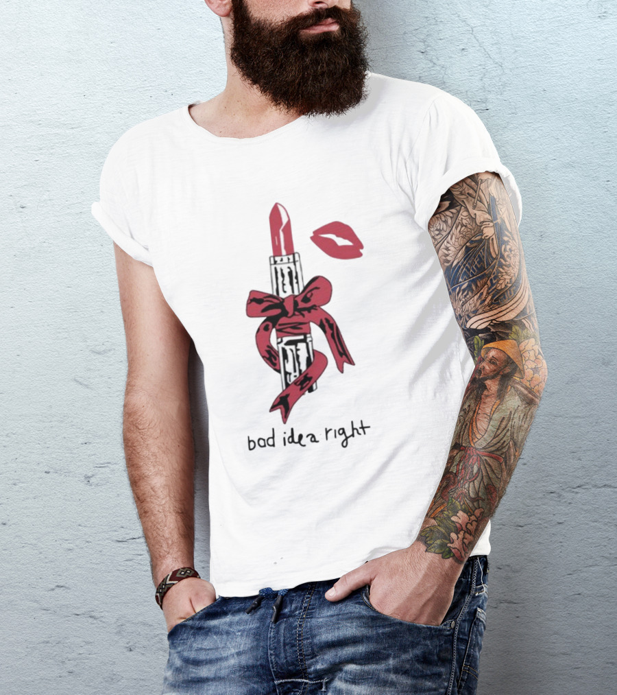 Bad Idea Right Lipstick Bow And Kiss T-Shirt