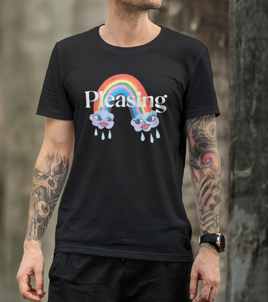 Pleasing Rainbow Clouds With Teardrops And Smiling Faces T-Shirt