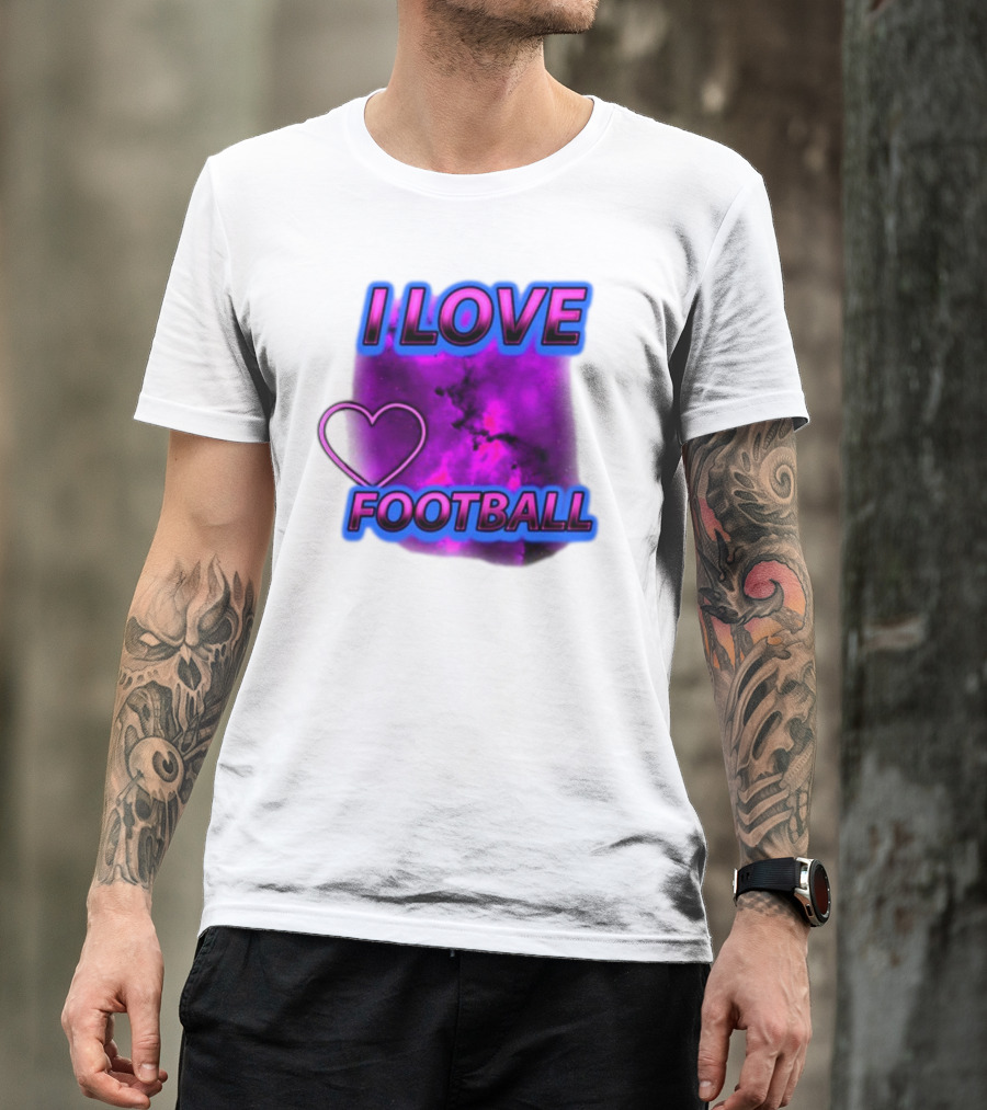 I Love Football Heart Purple Galaxy T-Shirt