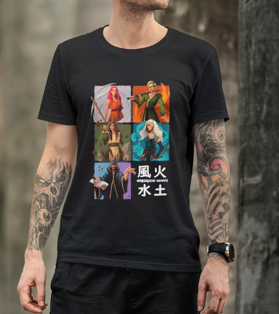 Verborgene Kämpfer Avatar Elemente Wind Feuer Wasser Erde Pen And Paper T-Shirt