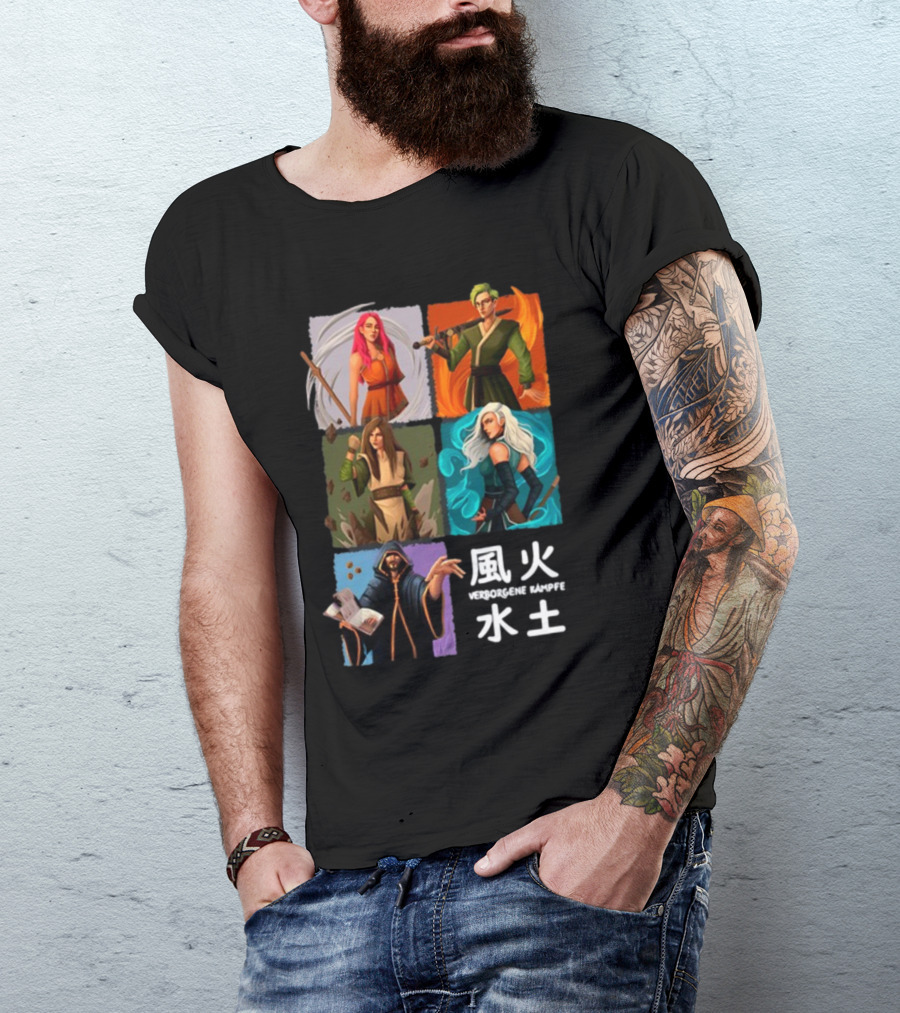 Verborgene Kämpfer Avatar Elemente Wind Feuer Wasser Erde Pen And Paper T-Shirt
