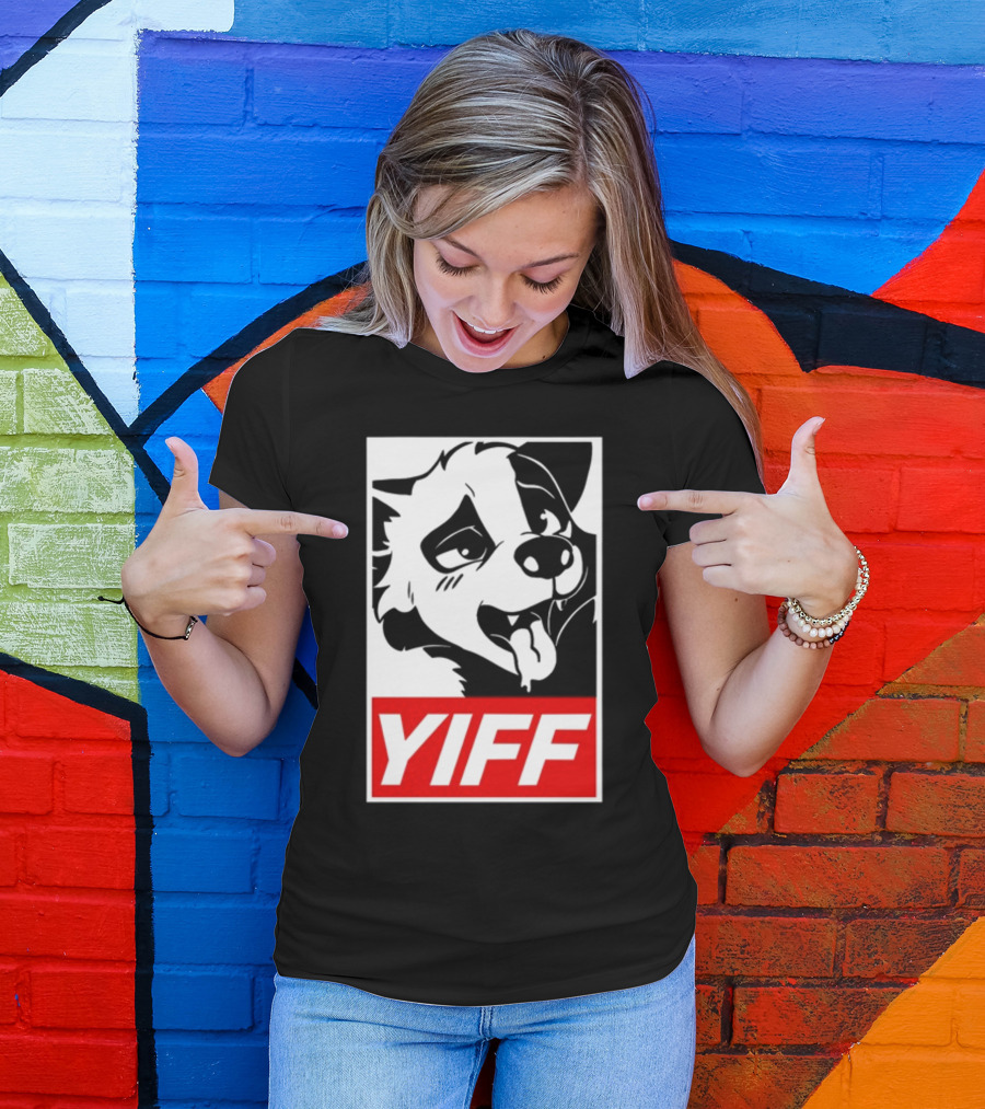 Yiff Dog Logo Red And White T-Shirt