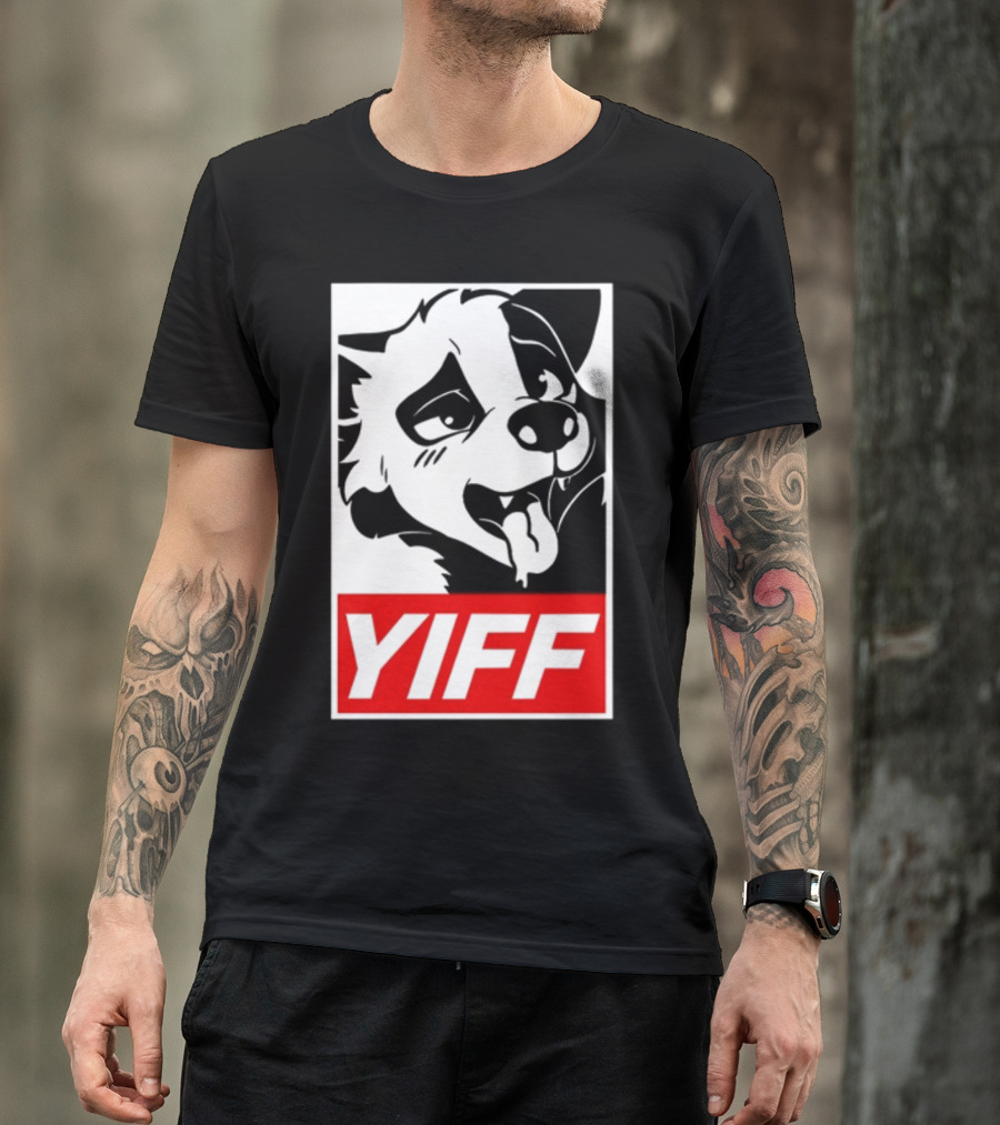 Yiff Dog Logo Red And White T-Shirt