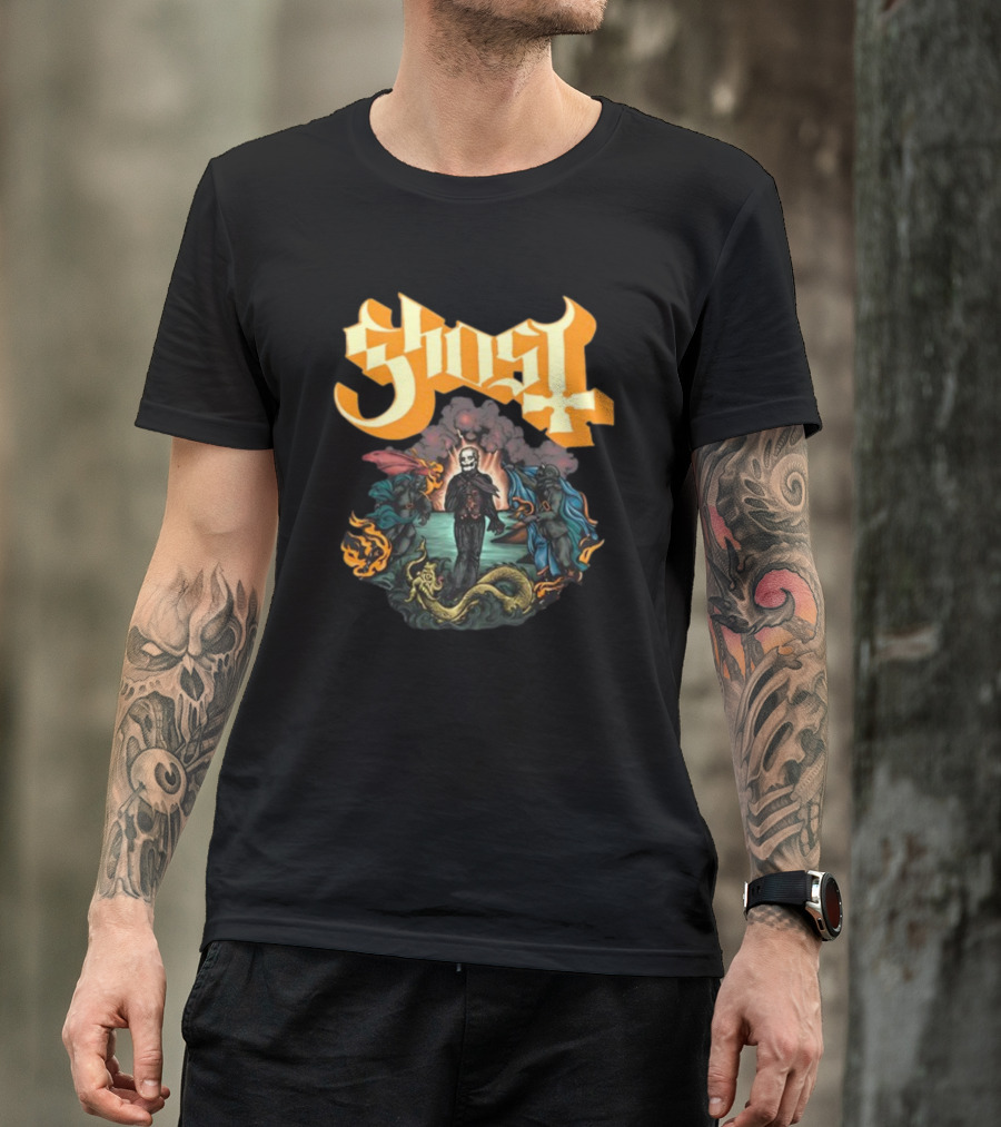Ghost Band Surreal Ocean Scene With Figures And Sea Creature T-Shirt