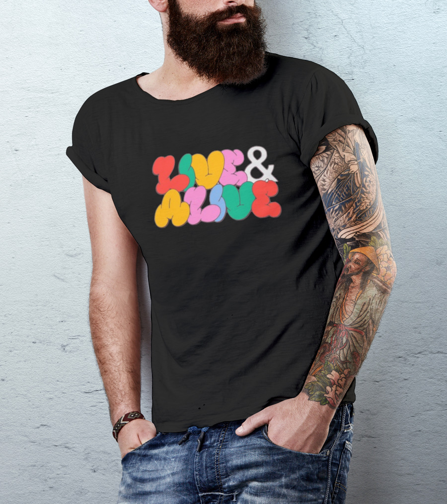 Live And Alive Colorful Bubble Letters T-Shirt