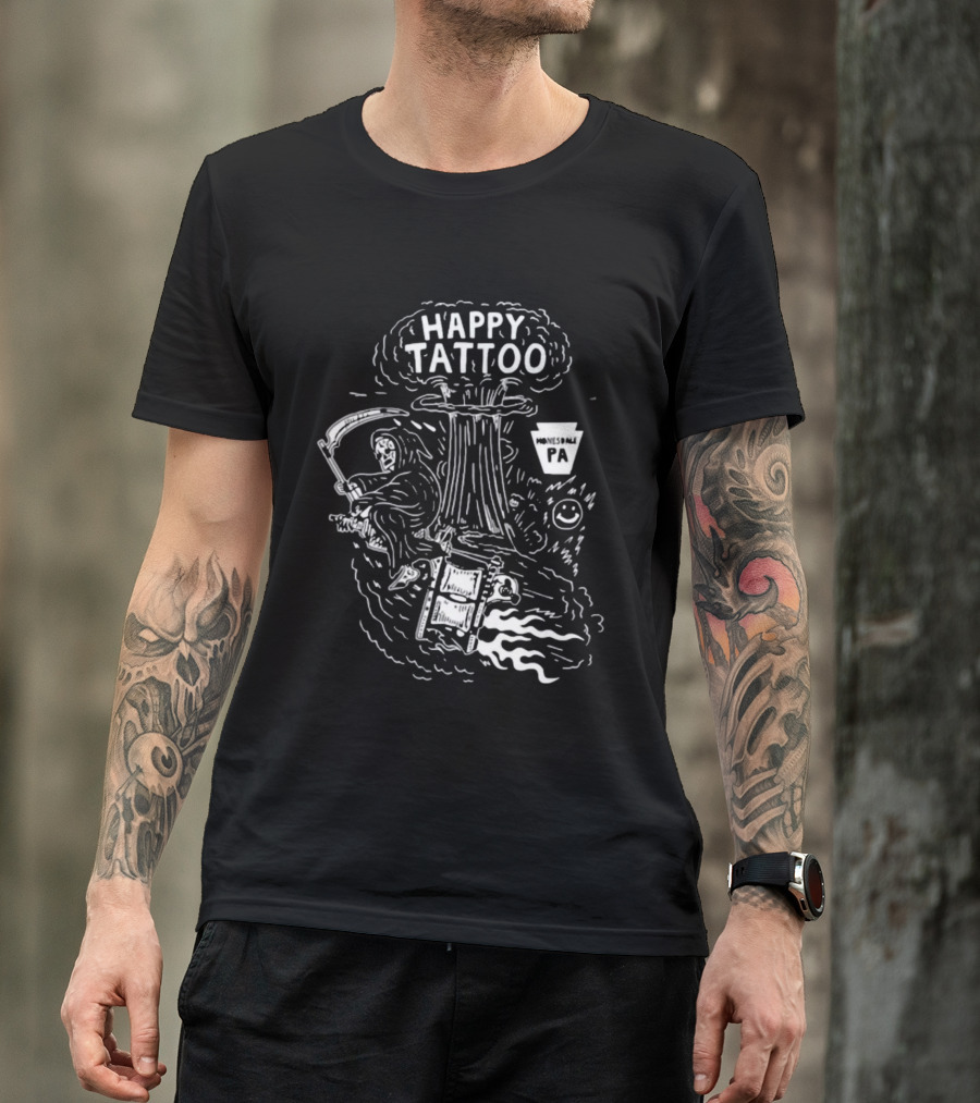 Happy Tattoo Grim Reaper Tree Honesdale PA T-Shirt