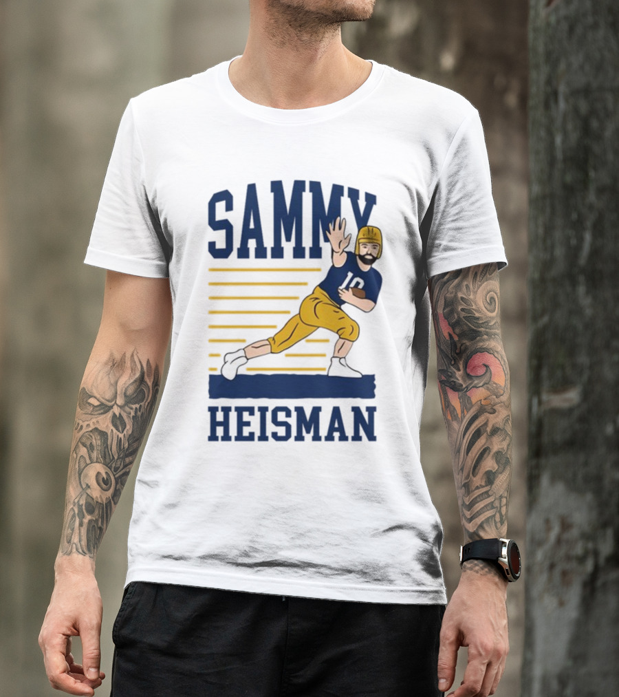 SAMMY HEISMAN 10 Football Pose With Stripes T-Shirt
