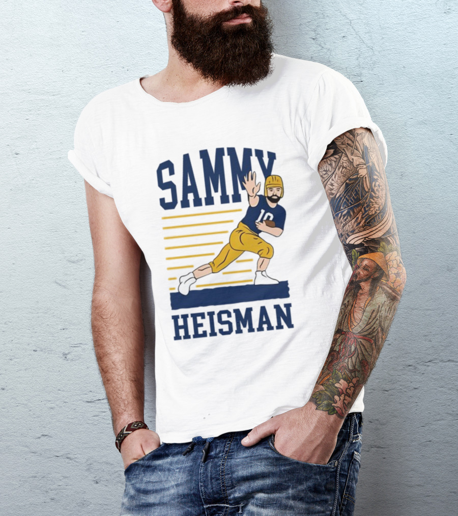 SAMMY HEISMAN 10 Football Pose With Stripes T-Shirt