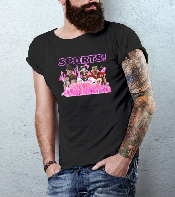 SPORTS Sadstreet Sports NFL Football Players Trio Pink Flames T-Shirt
