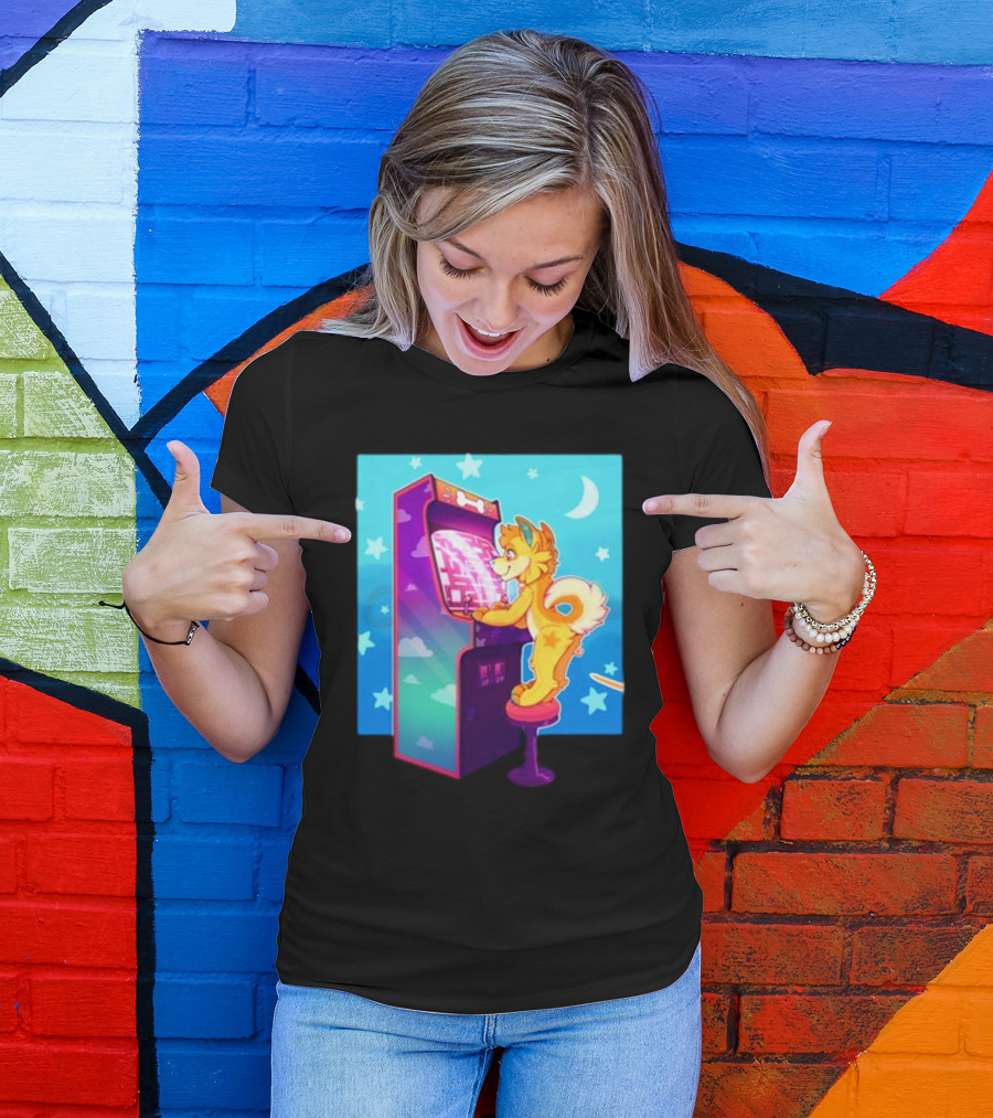 Drackypoof Arcade Pupper Retro Night Gaming T-Shirt