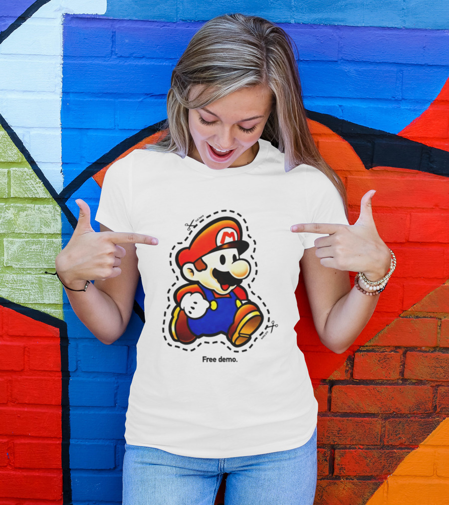 Mario Free Demo Adventure Icon With Cutout Outline T-Shirt