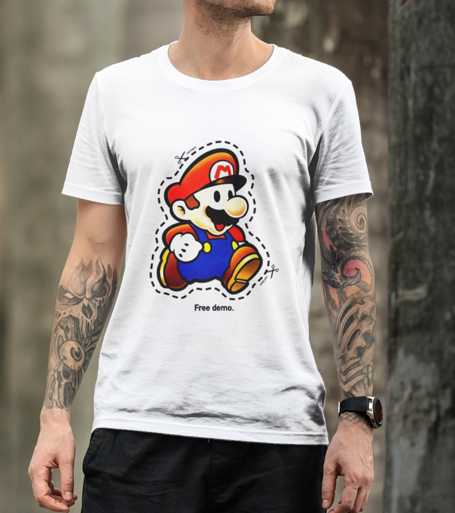 Mario Free Demo Adventure Icon With Cutout Outline T-Shirt