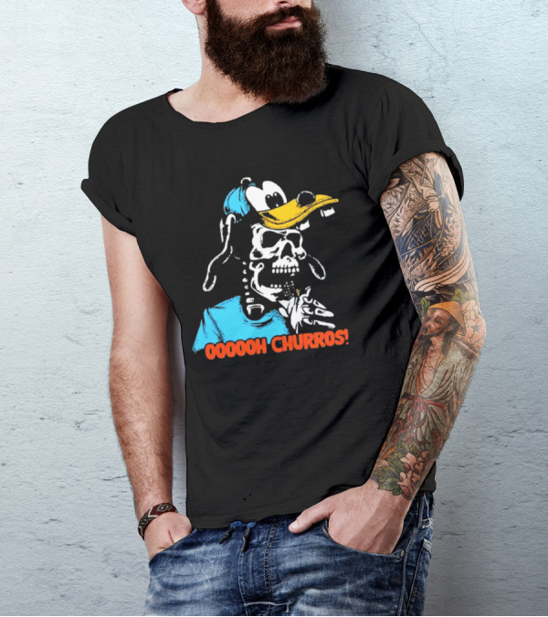Oooooh Churros Skeleton Dog Character Eating Snack T-Shirt