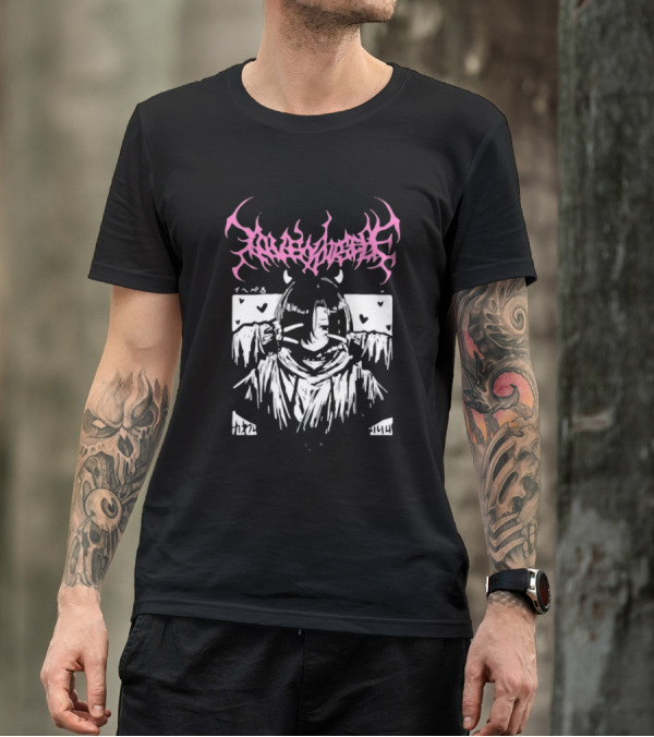Lobster Loveyourself Stylized Gothic Anime Aesthetic Icon With Hearts T-Shirt