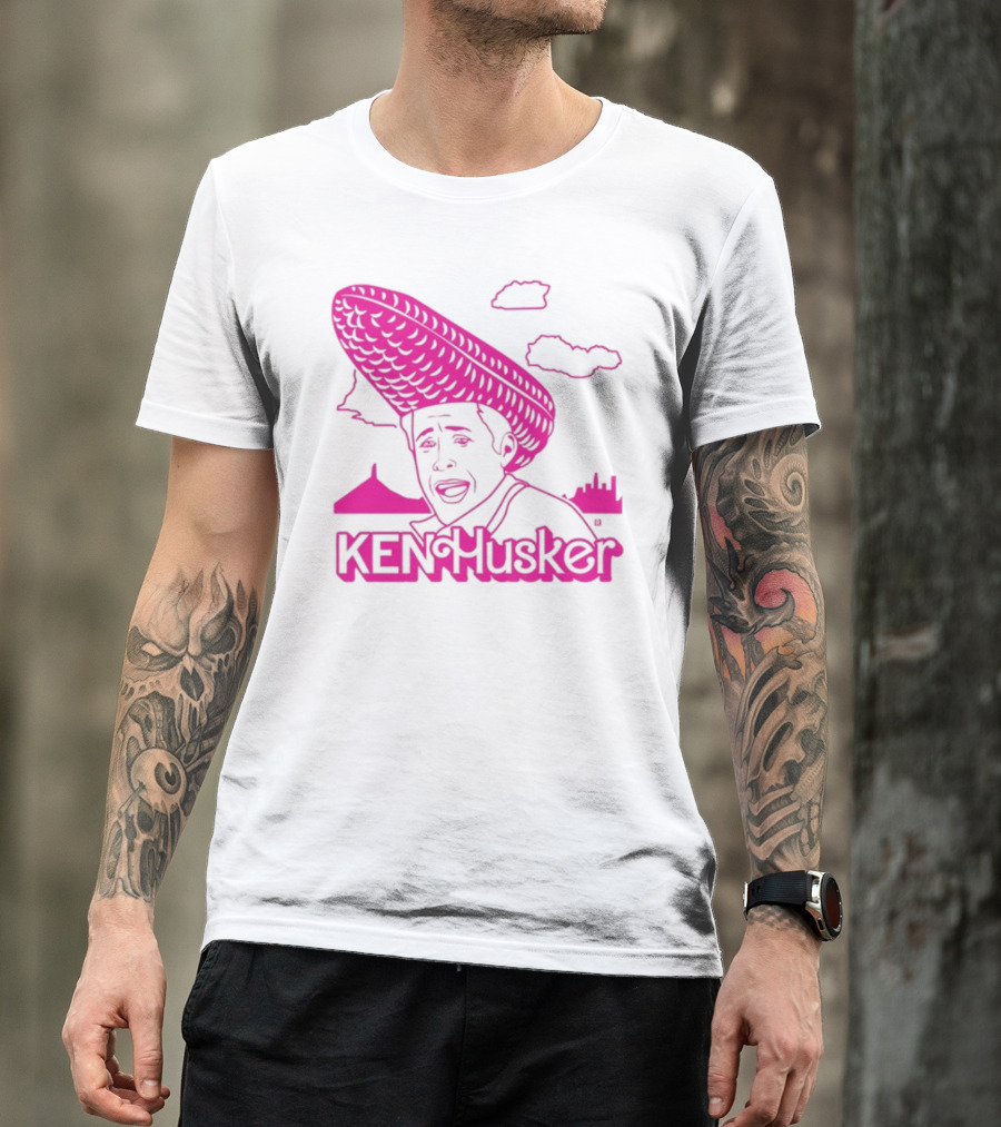 Ken Husker Corn Hat City Skyline T-Shirt