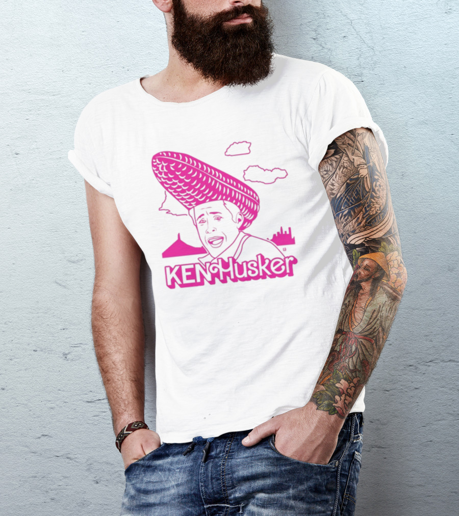 Ken Husker Corn Hat City Skyline T-Shirt