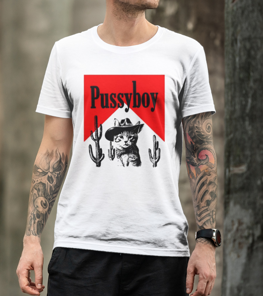 Pussyboy Cat Cactus Cowboy Hat Ezra Miche T-Shirt