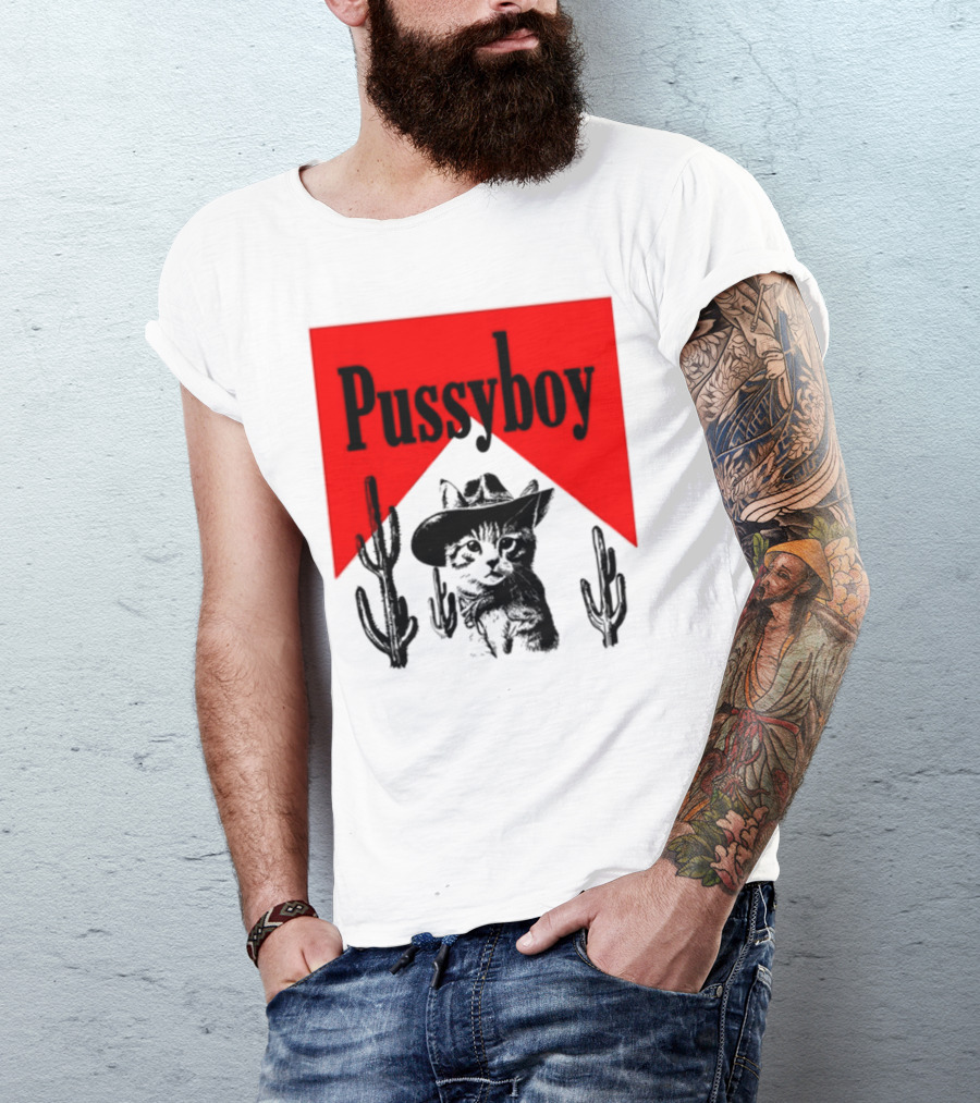 Pussyboy Cat Cactus Cowboy Hat Ezra Miche T-Shirt