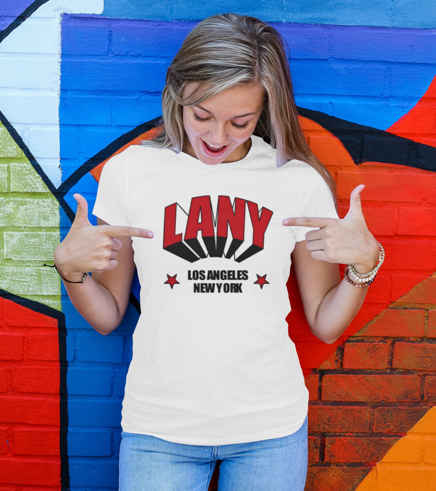 LANY Los Angeles New York Bold Red Letters With Stars T-Shirt