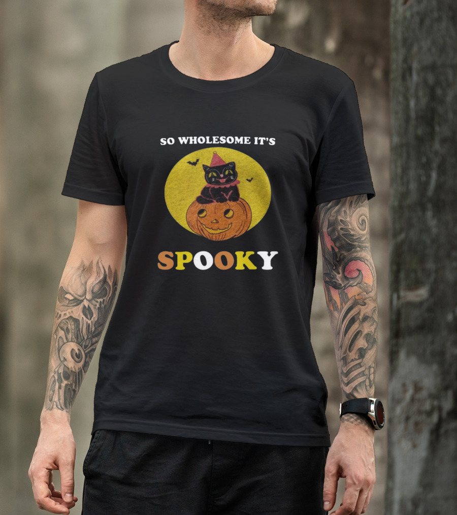So Wholesome It's Spooky Black Cat Jack-o'-Lantern Halloween T-Shirt