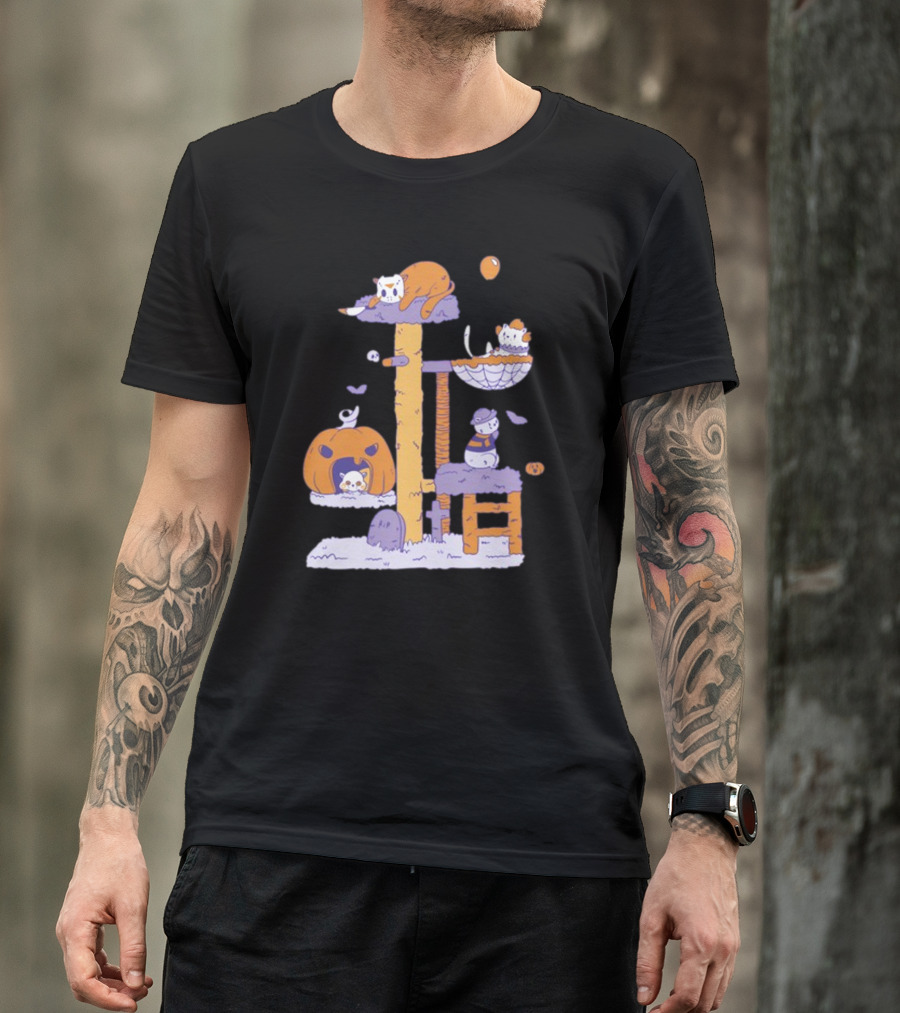 Gotfunny Cat Horror Icons Pumpkin Halloween Playhouse T-Shirt