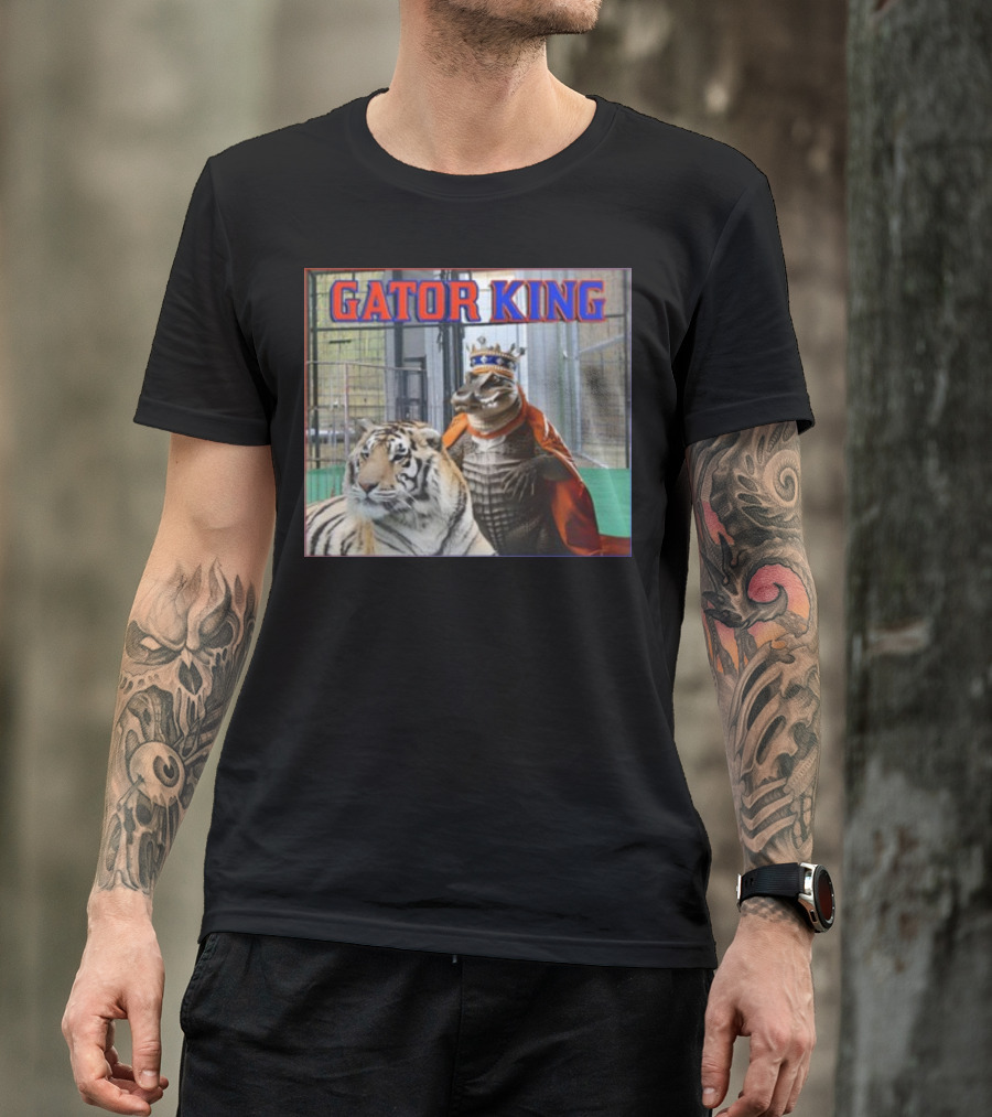 Gator King Crowned Alligator With Tiger T-Shirt