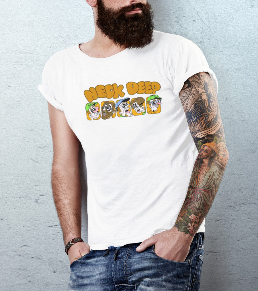 Neck Deep Cartoon Band Character Faces T-Shirt