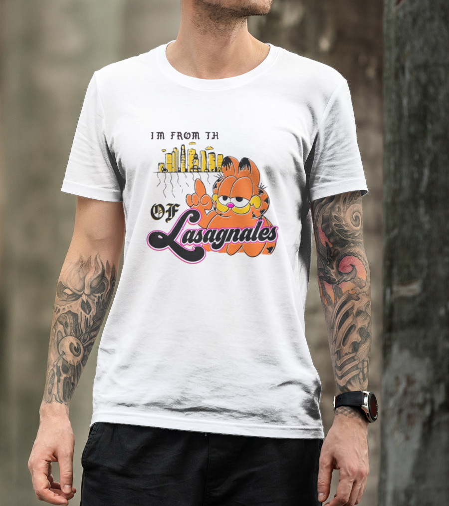 I'm From The Streets Of Lasagnales With Garfield And Skyline T-Shirt