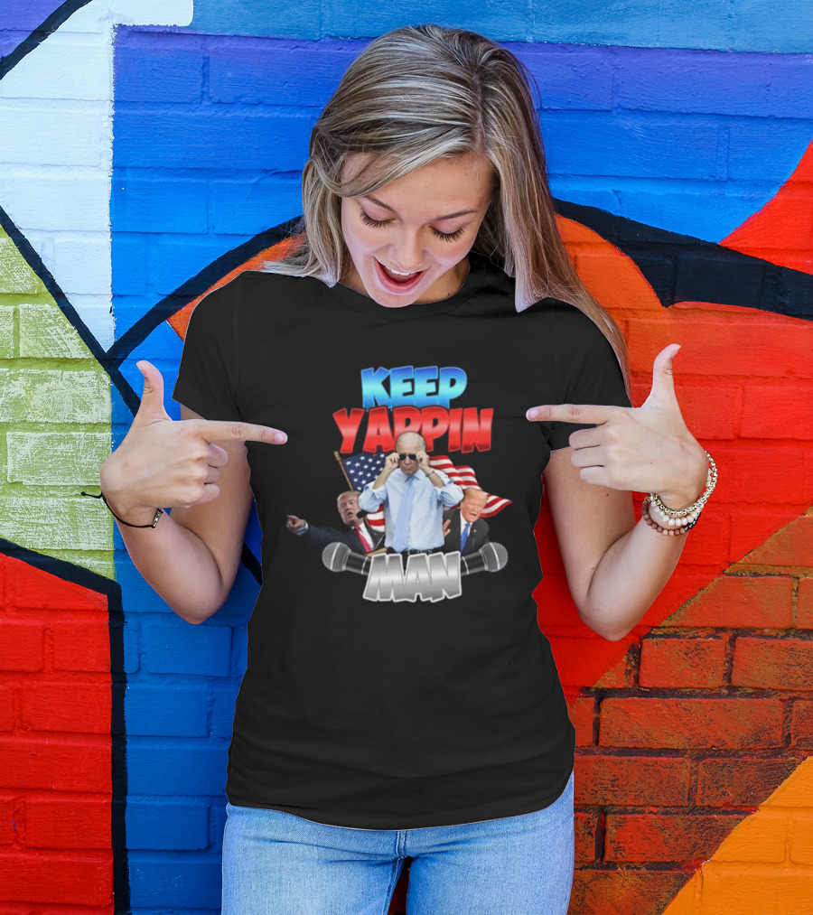 Keep Yappin Man American Flag Microphone Design By Designedbytheboys T-Shirt