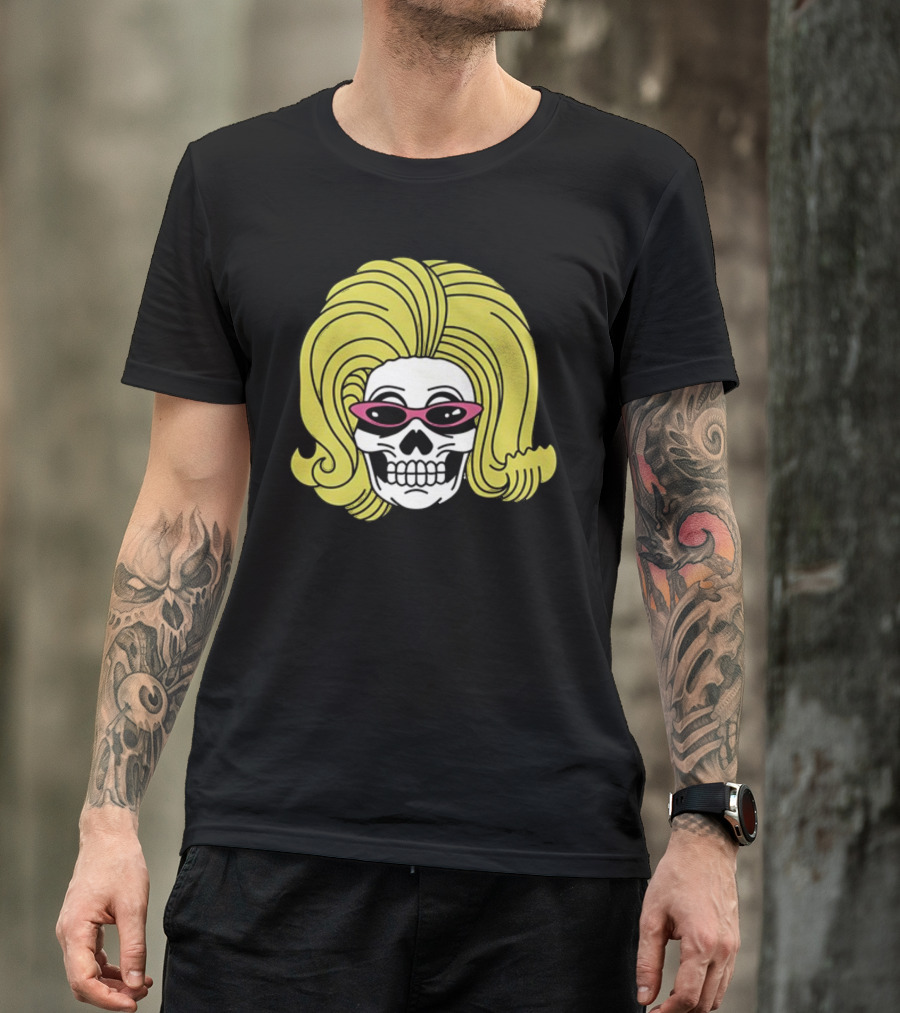 Juno Birch Death Skull Blonde Wig Pink Sunglasses T-Shirt