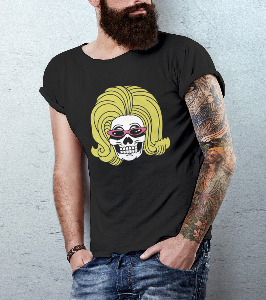 Juno Birch Death Skull Blonde Wig Pink Sunglasses T-Shirt